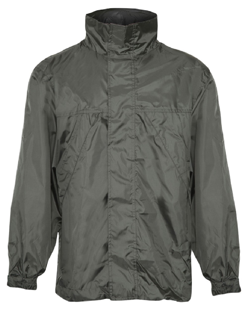 Olive coloured Champion Typhoon Waterproof Shell Jacket on white background 