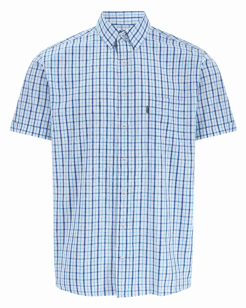 Blue coloured Champion Whitstable Short Sleeve Shirt on white background 