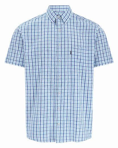 Blue coloured Champion Whitstable Short Sleeve Shirt on white background 