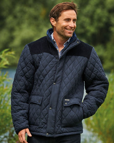 Champion Lewis Diamond Quilted Jacket in Navy #colour_navy