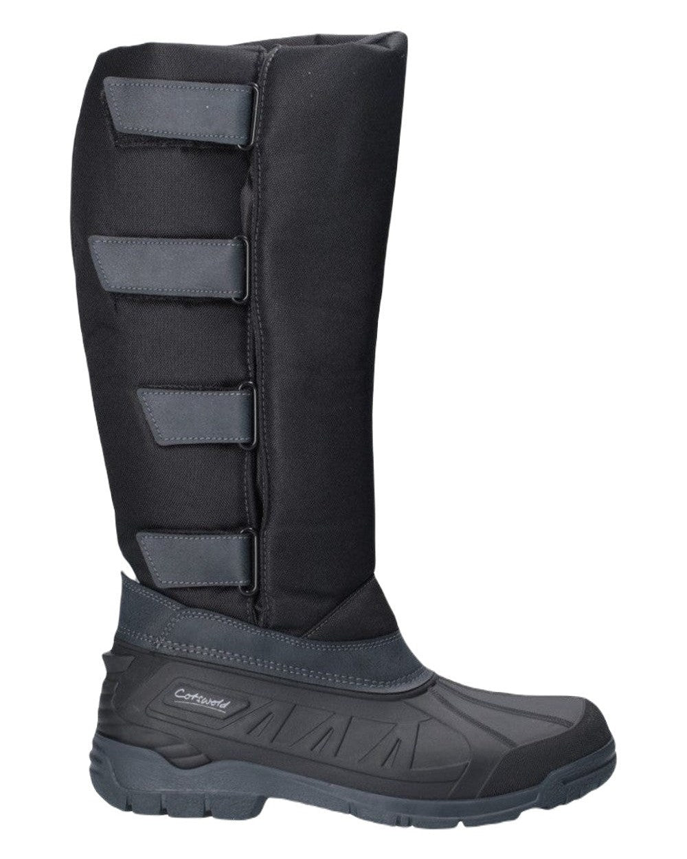 Black coloured Cotswold Mens Kemble Short Wellingtons on white background 