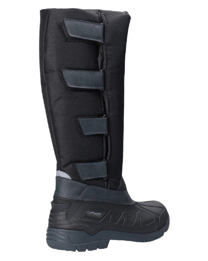 Black coloured Cotswold Mens Kemble Short Wellingtons on white background 