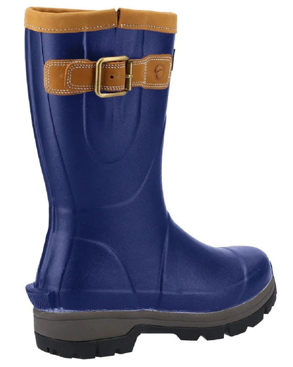 Navy Coloured Cotswold Stratus Short Wellingtons on white background 