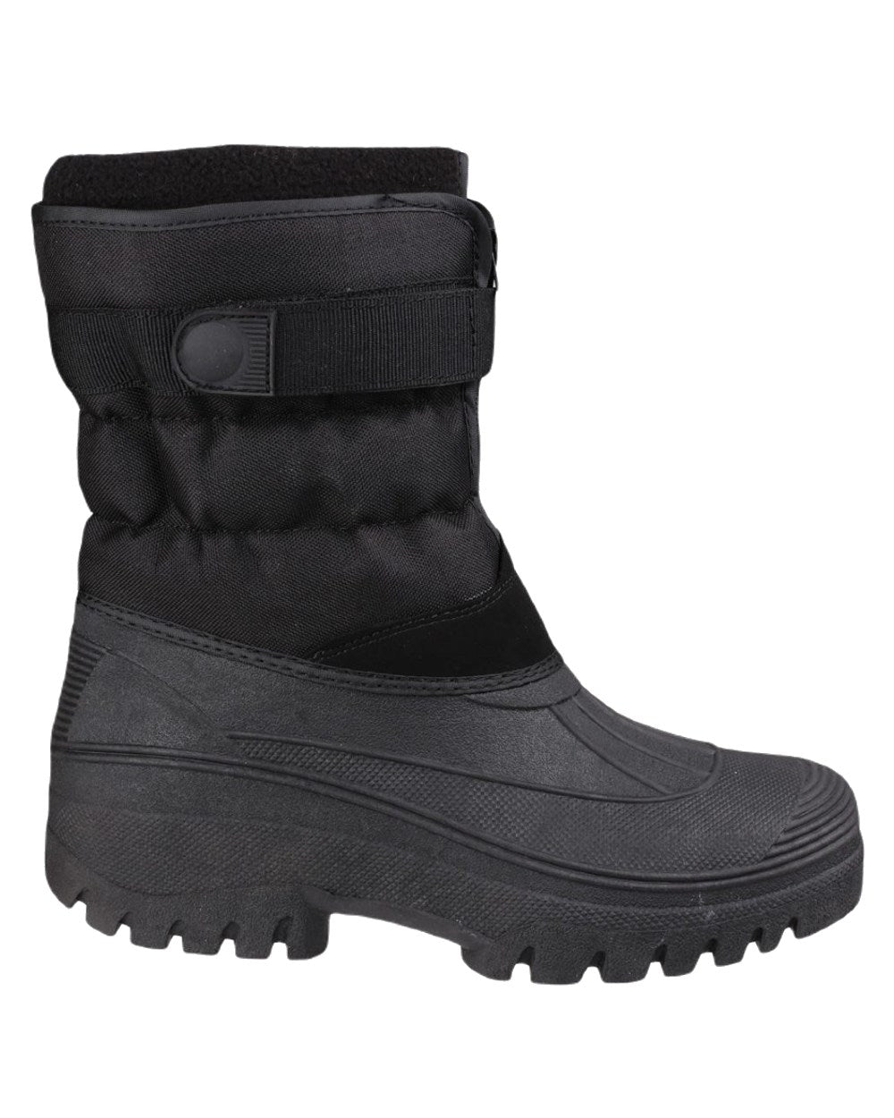 Black coloured Cotswold Womens Chase Zip Up Winter Boots on white background