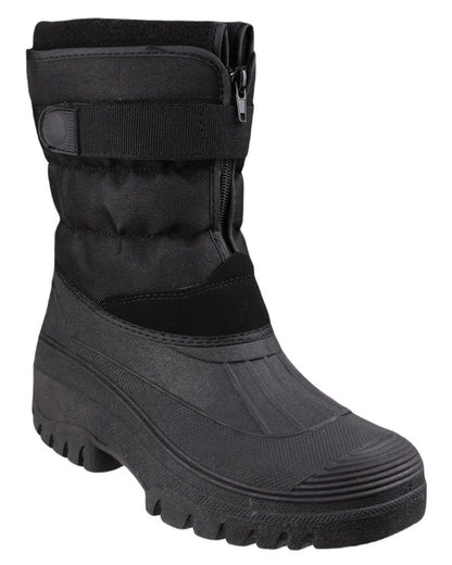 Black coloured Cotswold Womens Chase Zip Up Winter Boots on white background 