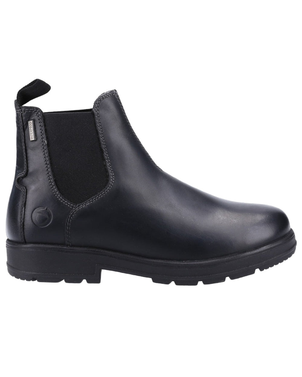 Black coloured Cotswold Farmington Chelsea Boots on white background