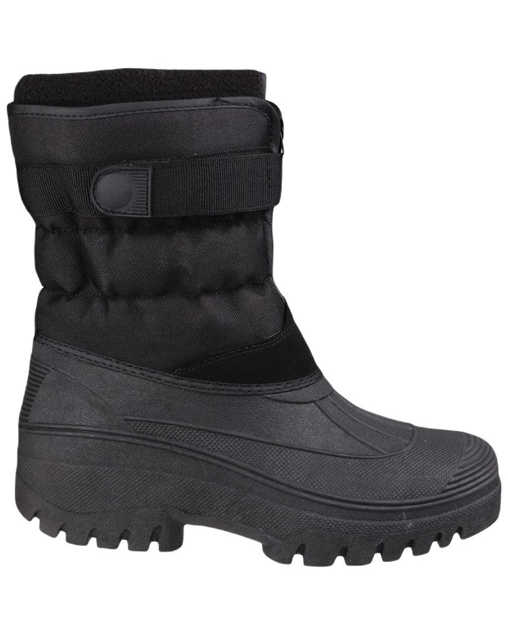 Black coloured Cotswold Mens Chase Zip Up Winter Boots on white background 