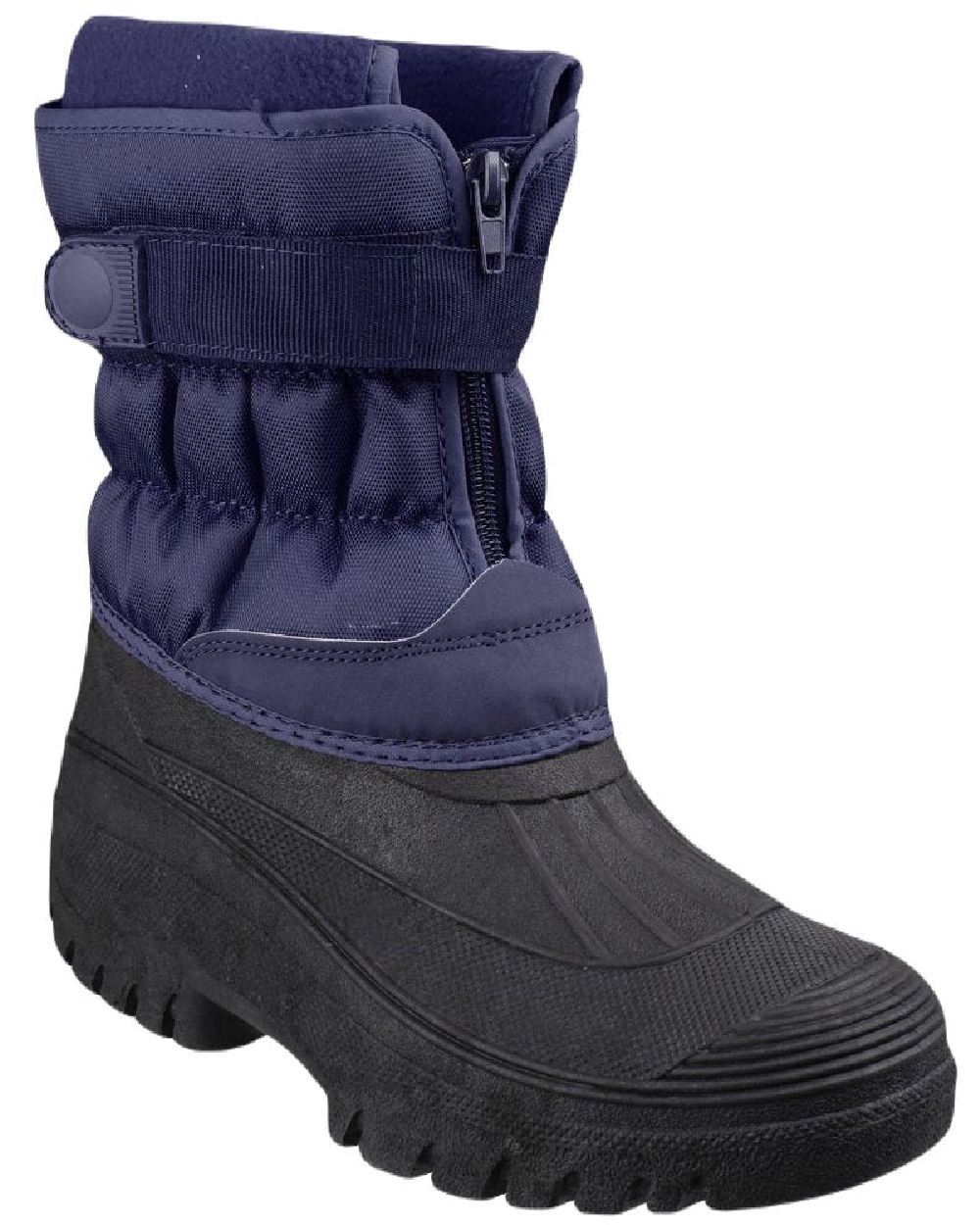 Navy coloured Cotswold Mens Chase Zip Up Winter Boots on white background 