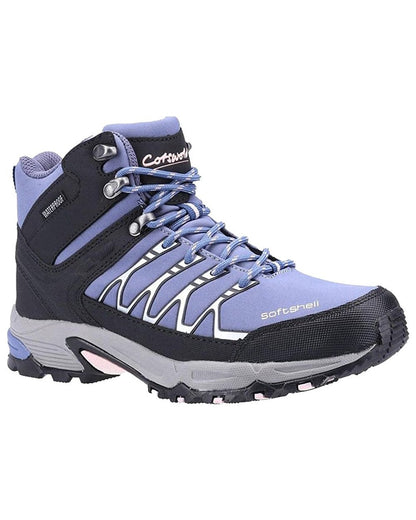 Light Blue coloured Cotswold Womens Abbeydale Mid Hiking Boots on white background 