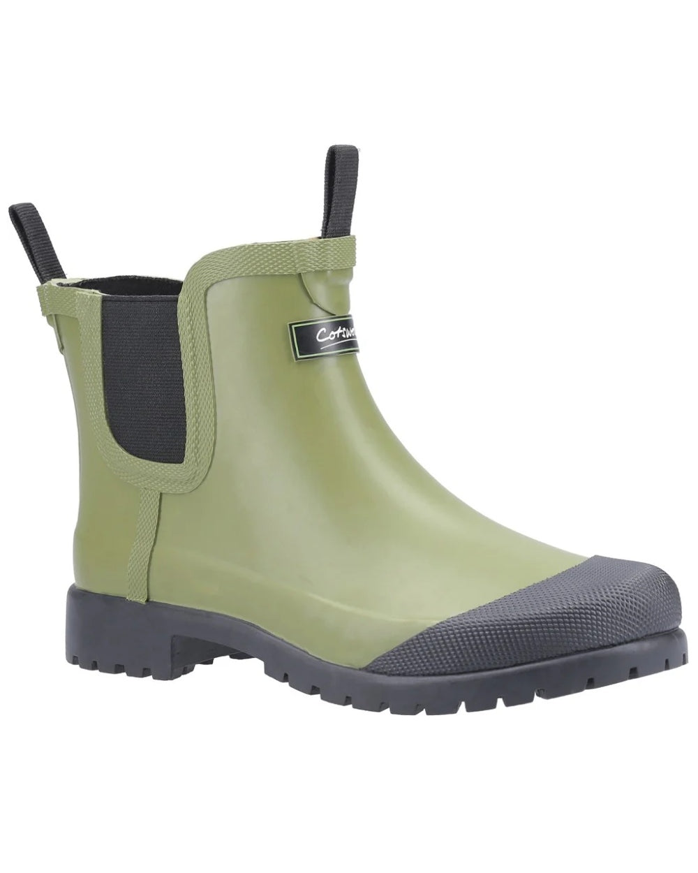 Green coloured Cotswold Womens Blenheim Waterproof Ankle Boots on white background 