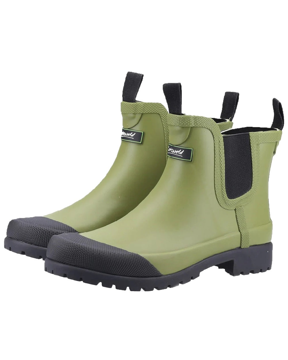 Green coloured Cotswold Womens Blenheim Waterproof Ankle Boots on white background 