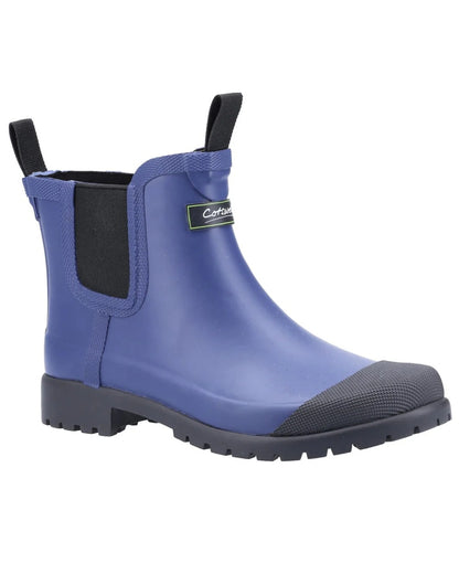 Navy coloured Cotswold Womens Blenheim Waterproof Ankle Boots on white background 