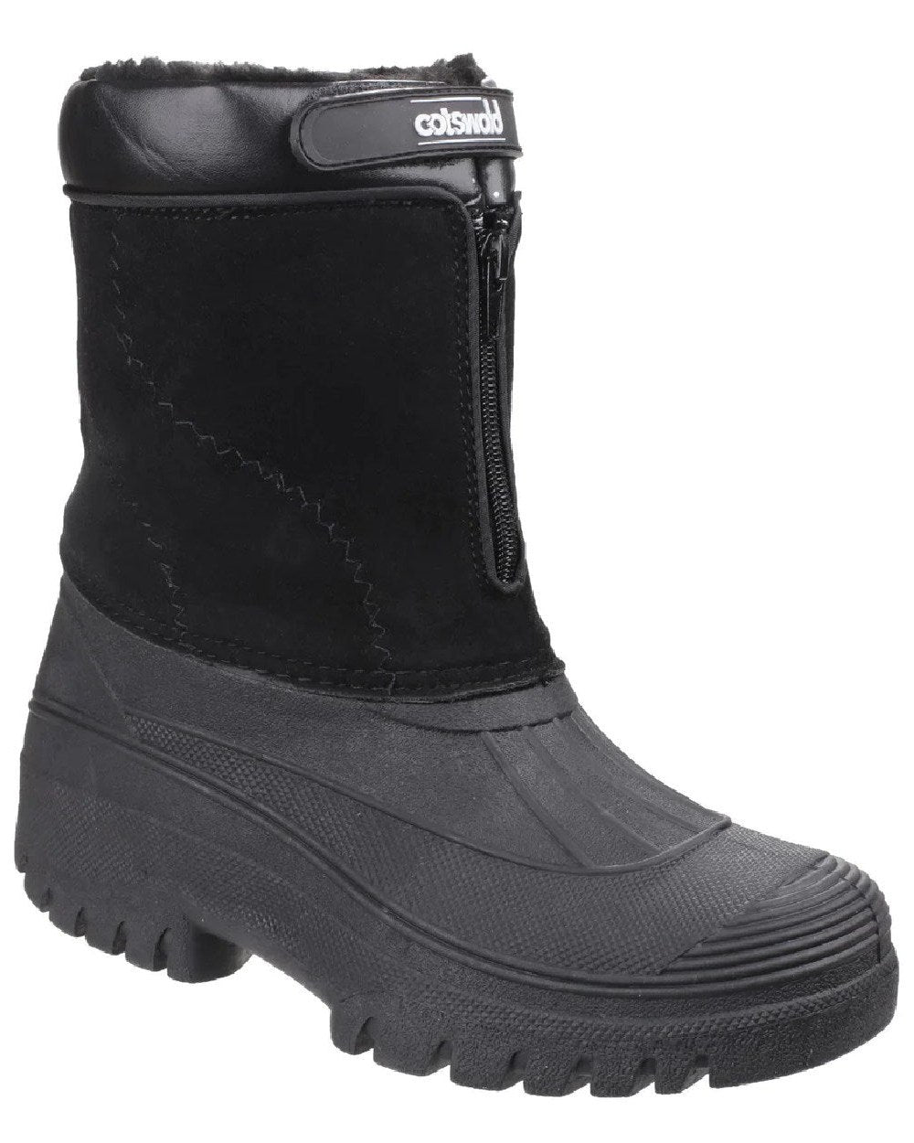Black coloured Cotswold Womens Venture Waterproof Winter Boots on white background