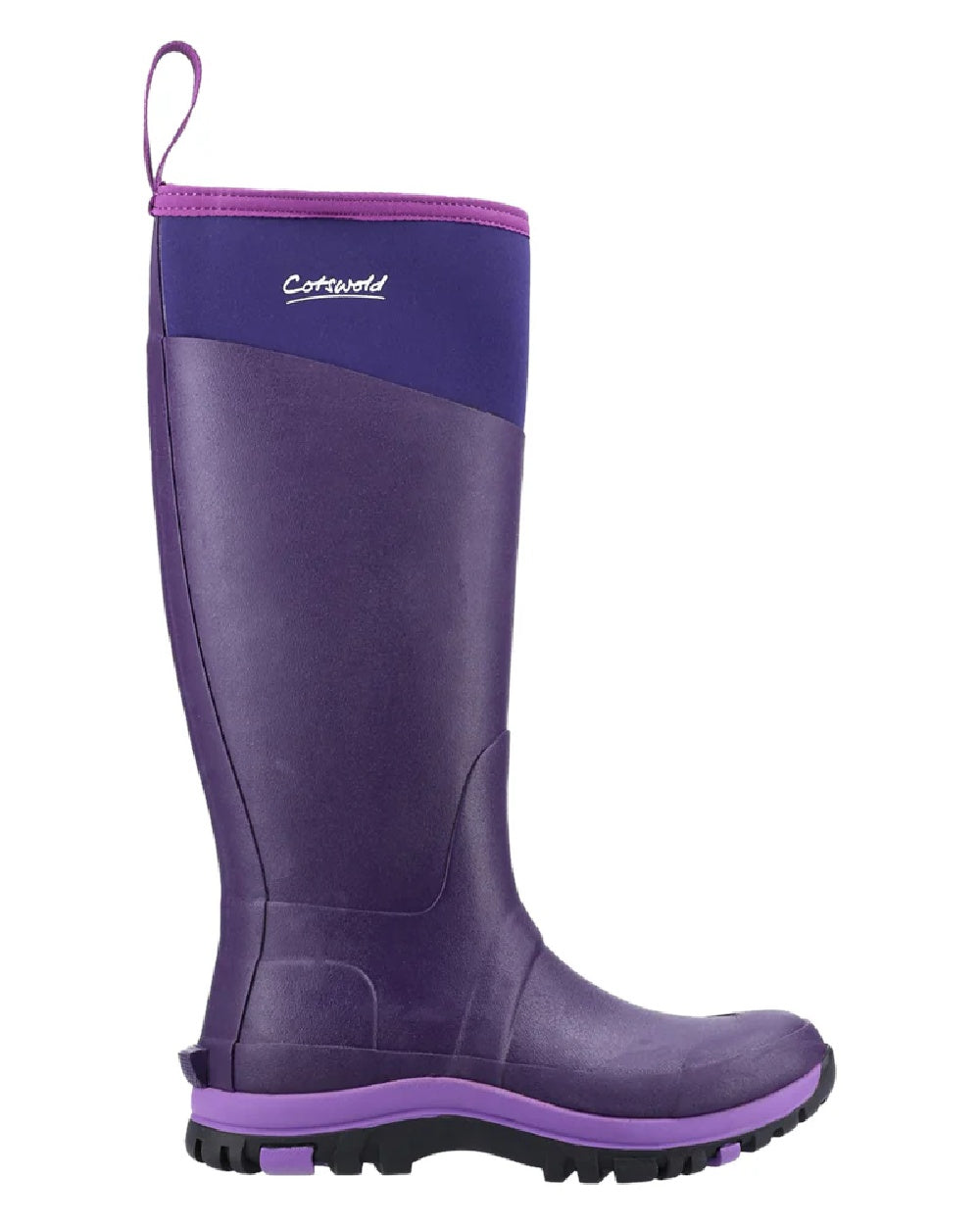 Purple coloured Cotswold Womens Wentworth Wellingtons on white background 