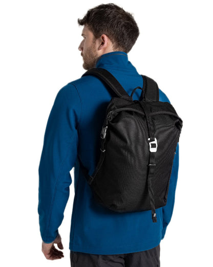 Black Coloured Craghoppers Expert 16L Kiwi Classic Rolltop Backpack on white background 