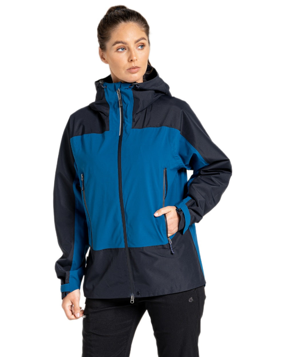 Poseidon Blue Dark Navy Coloured Craghoppers Expert Active Jacket on white background 