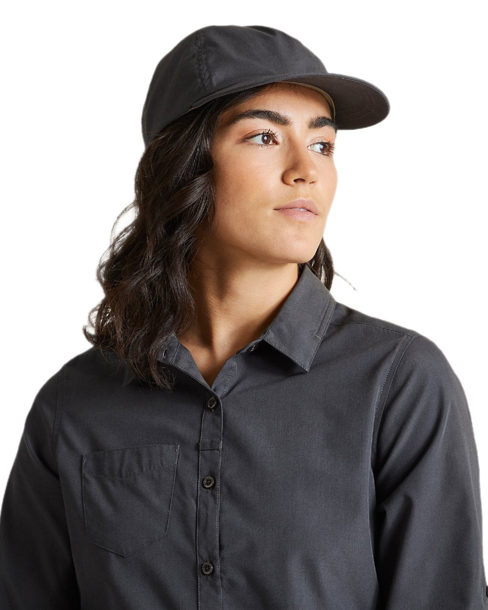 Carbon Grey Coloured Craghoppers Expert Kiwi Cap on white background 
