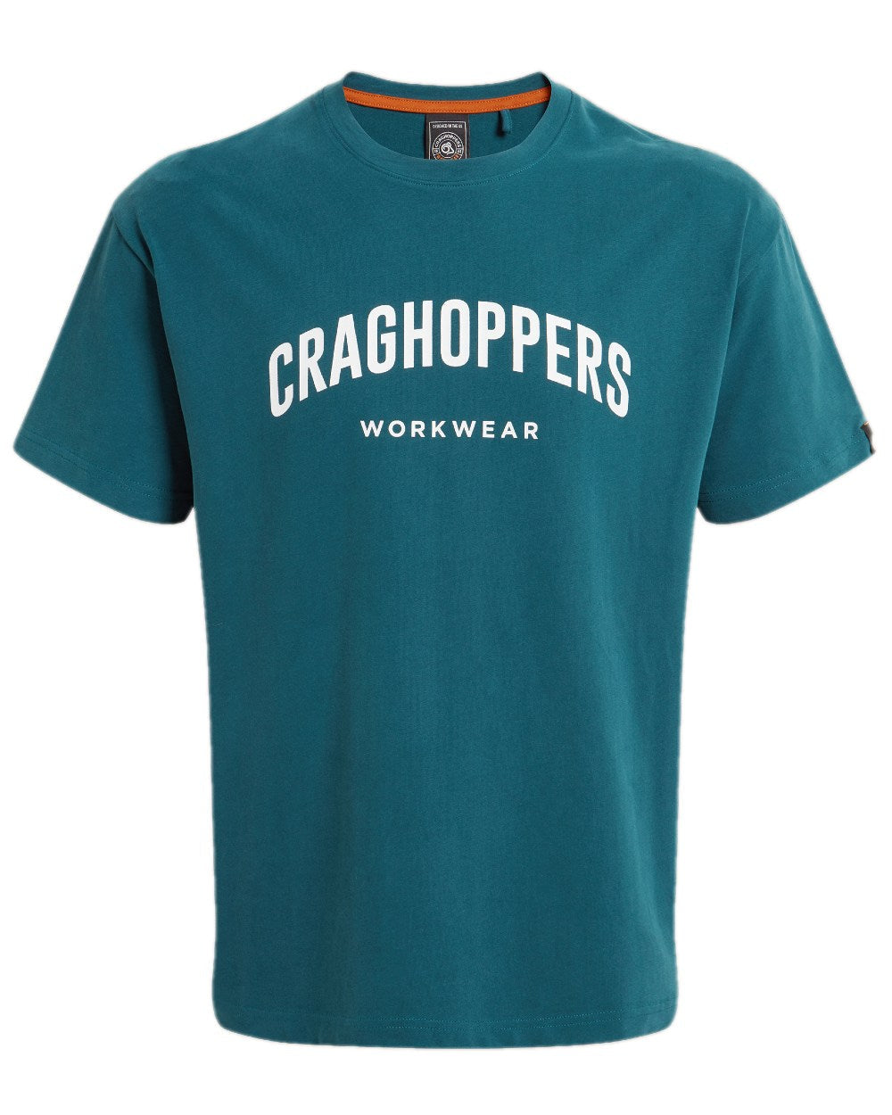 Dark Aegean Blue Coloured Craghoppers Expert Mens Batley Workwear T-Shirt on white background 