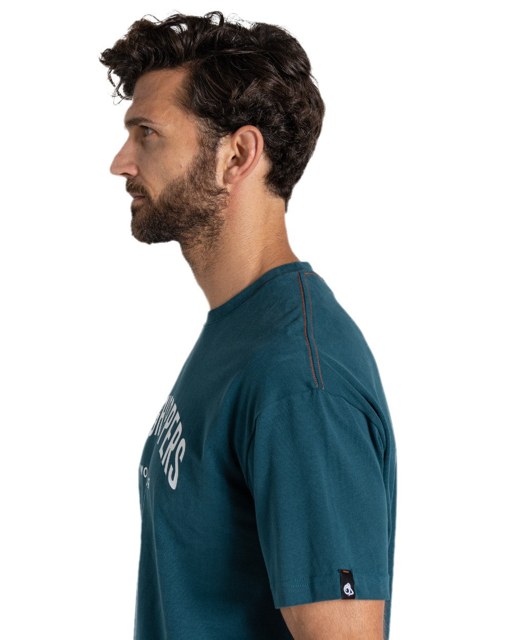 Dark Aegean Blue Coloured Craghoppers Expert Mens Batley Workwear T-Shirt on white background 