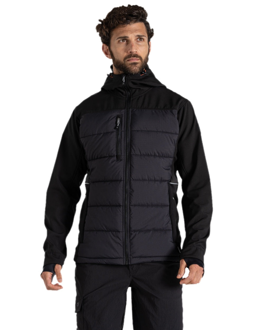 Black Coloured Craghoppers Expert Mens Castleford Hybrid Workwear Jacket on white background 