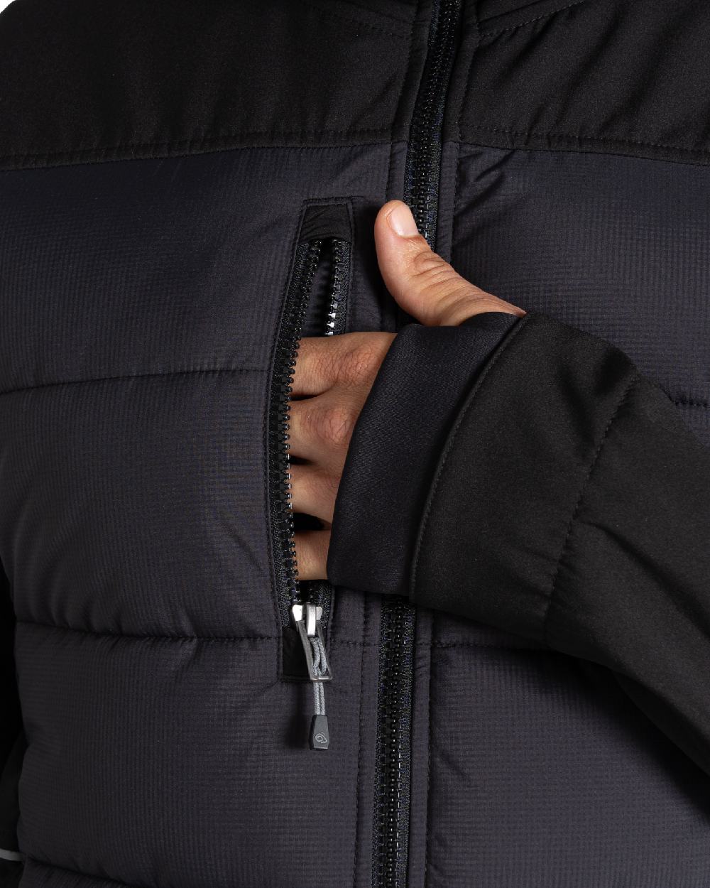 Black Coloured Craghoppers Expert Mens Castleford Hybrid Workwear Jacket on white background 