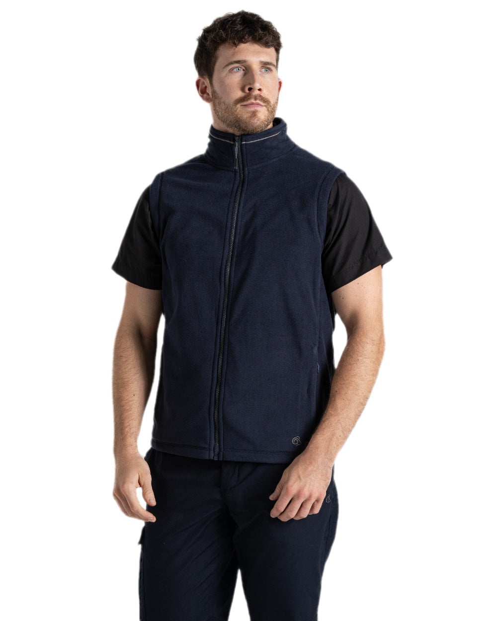Dark Navy Coloured Craghoppers Expert Mens Corey Fleece Vest on white background 