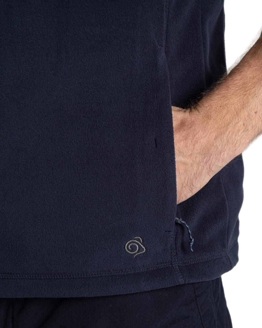 Dark Navy Coloured Craghoppers Expert Mens Corey Fleece Vest on white background 