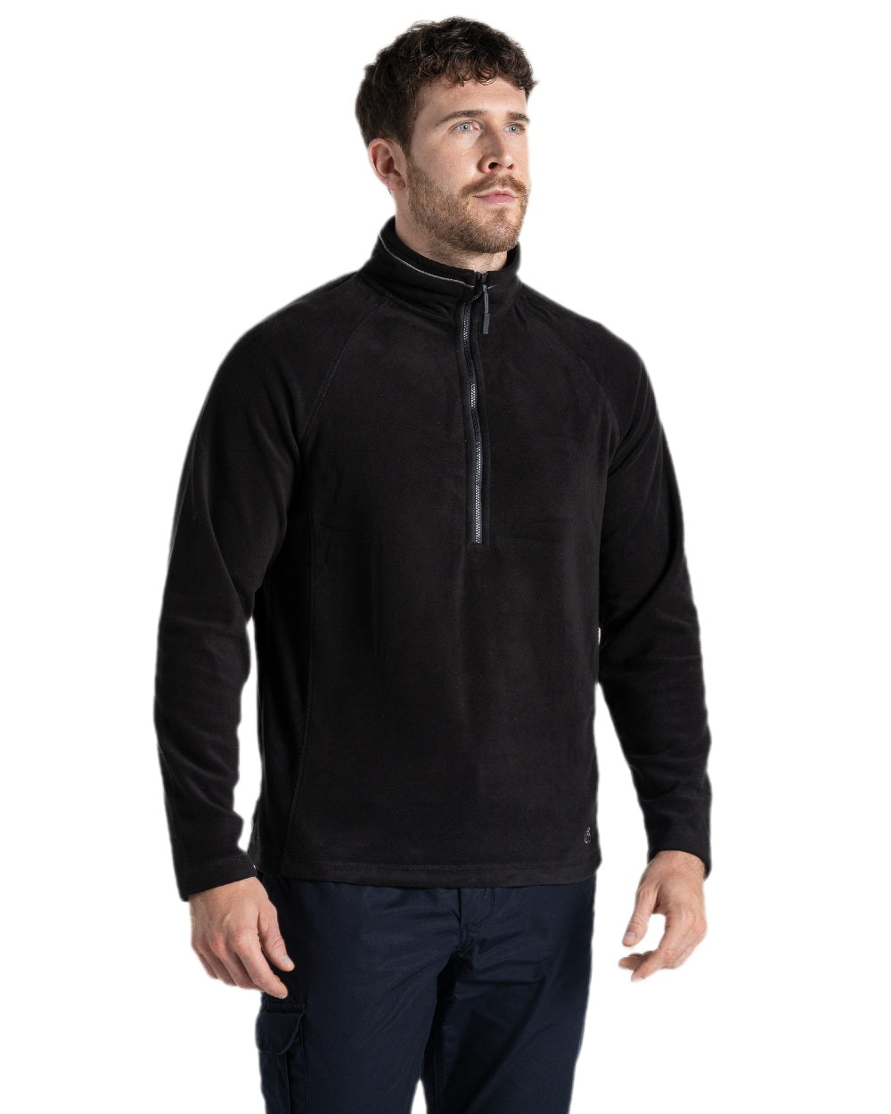 Black Coloured Craghoppers Mens Expert Corey 200 Fleece Half Zip Sweater on white background 