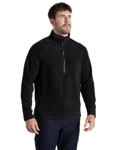 Black Coloured Craghoppers Mens Expert Corey 200 Fleece Half Zip Sweater on white background 