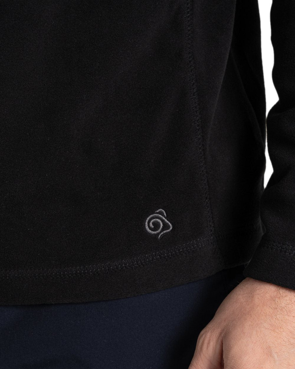 Black Coloured Craghoppers Mens Expert Corey 200 Fleece Half Zip Sweater on white background 
