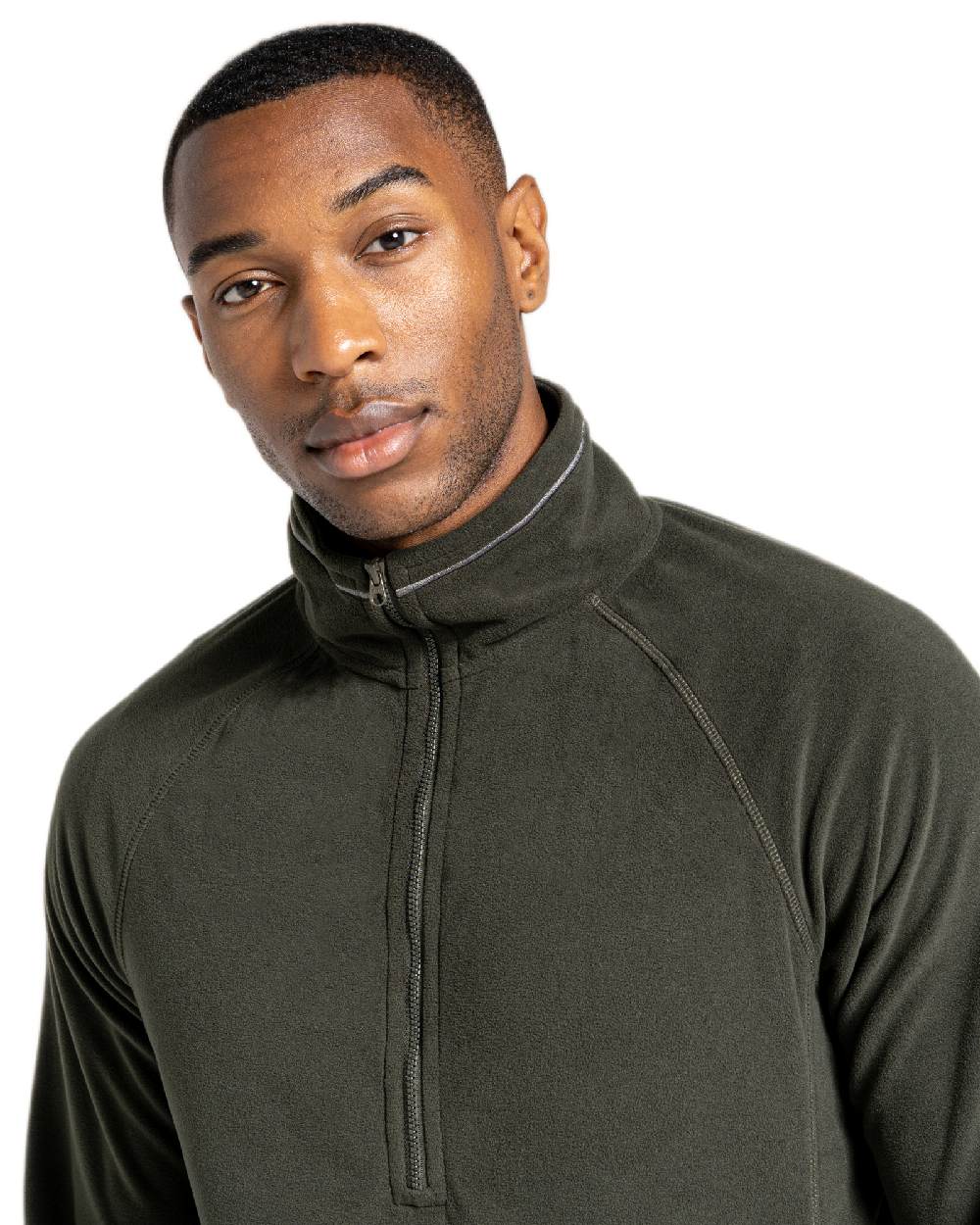 Dark Cedar Coloured Craghoppers Mens Expert Corey 200 Fleece Half Zip Sweater on white background 