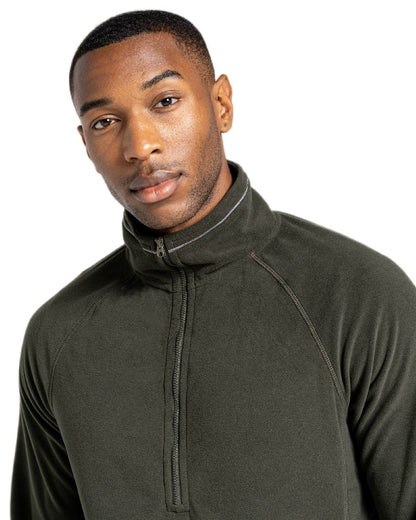Dark Cedar Coloured Craghoppers Mens Expert Corey 200 Fleece Half Zip Sweater on white background 