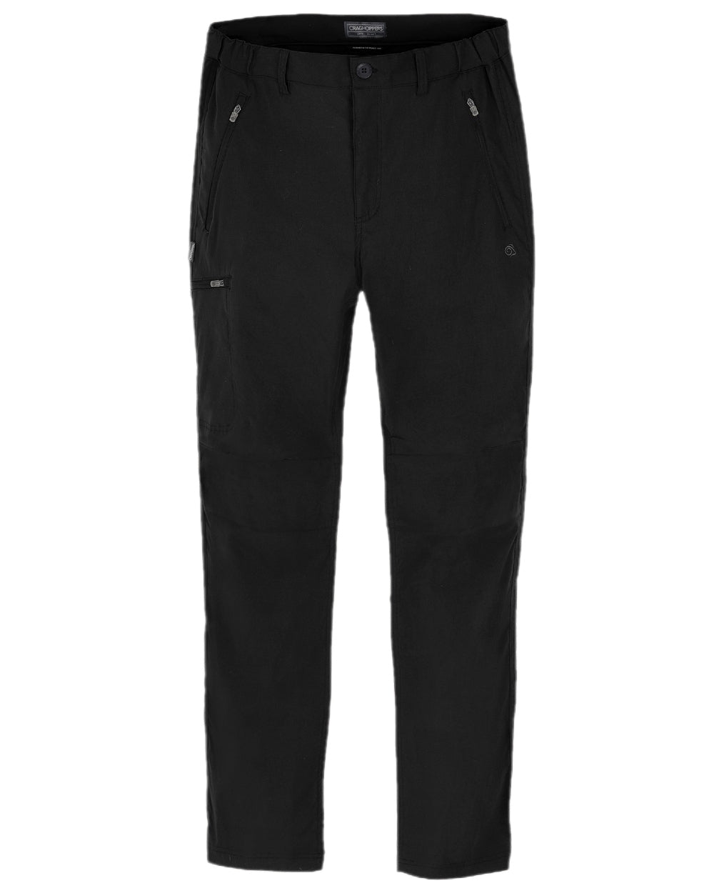 Black Coloured Craghoppers Mens Expert Kiwi Pro Stretch Trousers on white background 