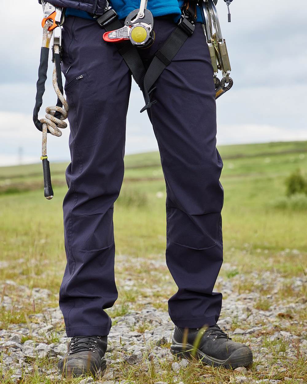Dark Navy Coloured Craghoppers Mens Expert Kiwi Pro Stretch Trousers on outdoor background 