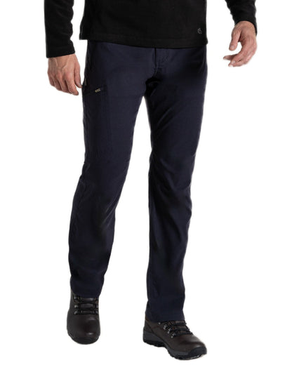 Dark Navy Coloured Craghoppers Mens Expert Kiwi Pro Stretch Trousers on white background 