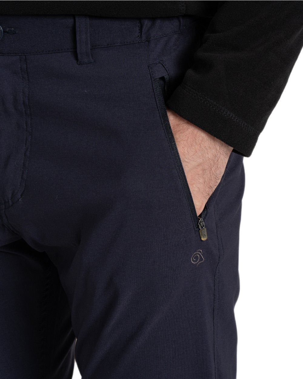 Dark Navy Coloured Craghoppers Mens Expert Kiwi Pro Stretch Trousers on white background 