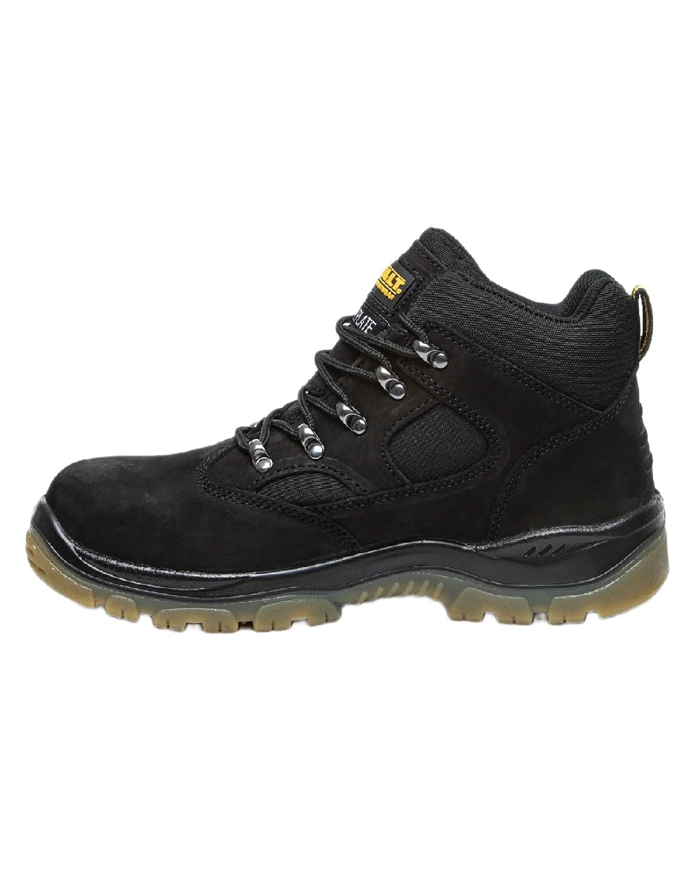 Black Coloured DeWalt Challenger Waterproof Safety Hiker Boots on white background