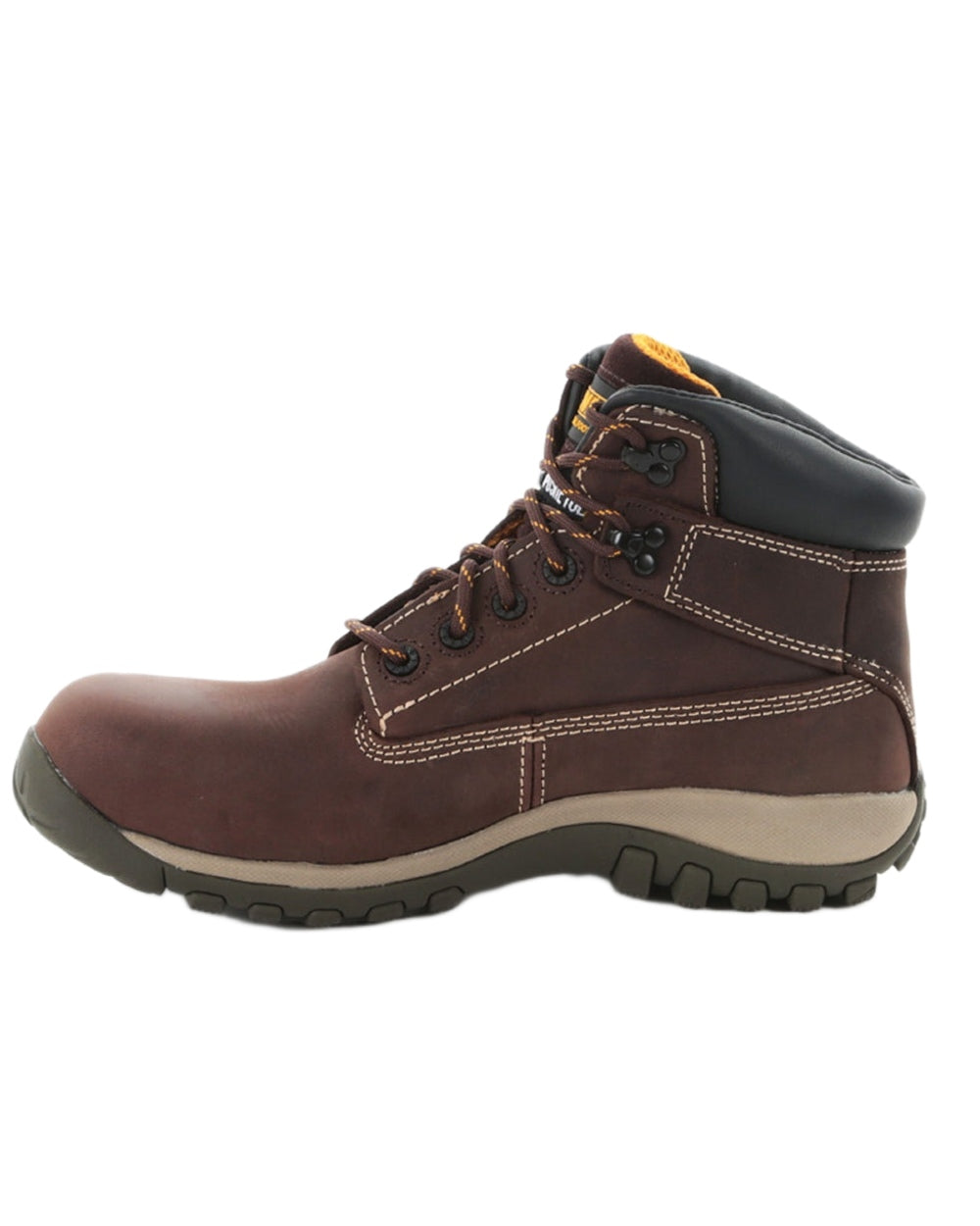 Brown Coloured DeWalt Hammer Non-Metallic Safety Boot on white background 