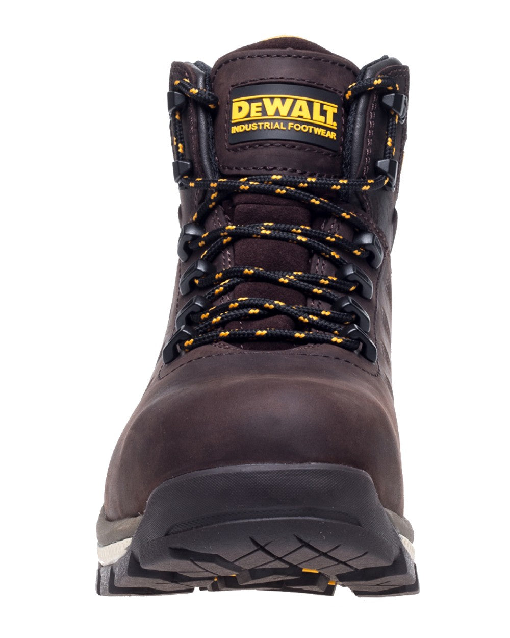Brown Coloured DeWalt Hammer Non-Metallic Safety Boot on white background 