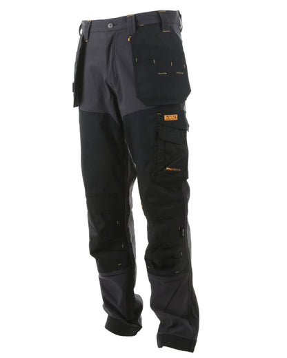 Grey coloured DeWalt Memphis Regular Fit Stretch Trousers on white background 