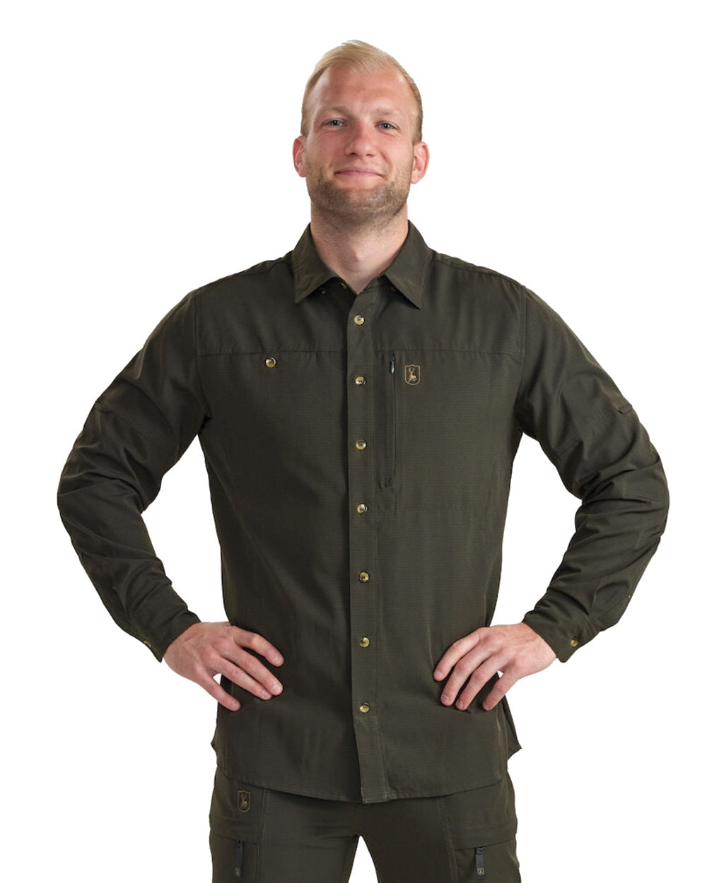 Forest Green coloured Deerhunter Canopy Shirt on white background 