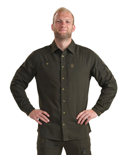 Forest Green coloured Deerhunter Canopy Shirt on white background 