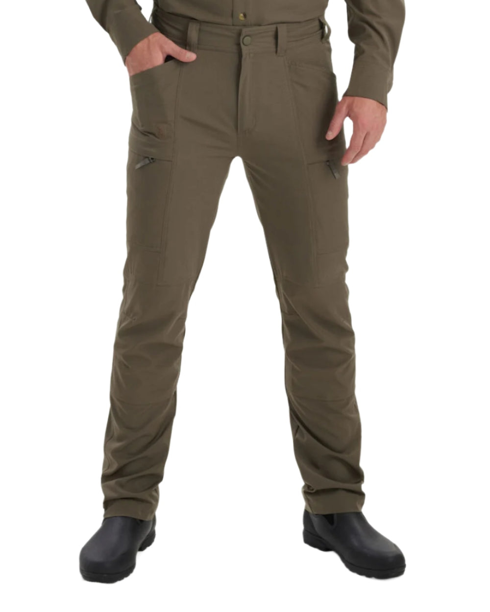 Stone Grey coloured Deerhunter Canopy Trousers on white background 