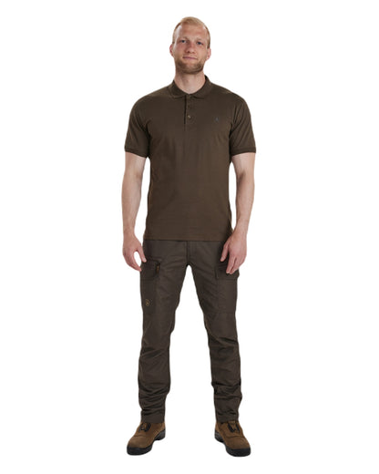 Brown Leaf coloured Deerhunter Christian Polo Shirt on white background 