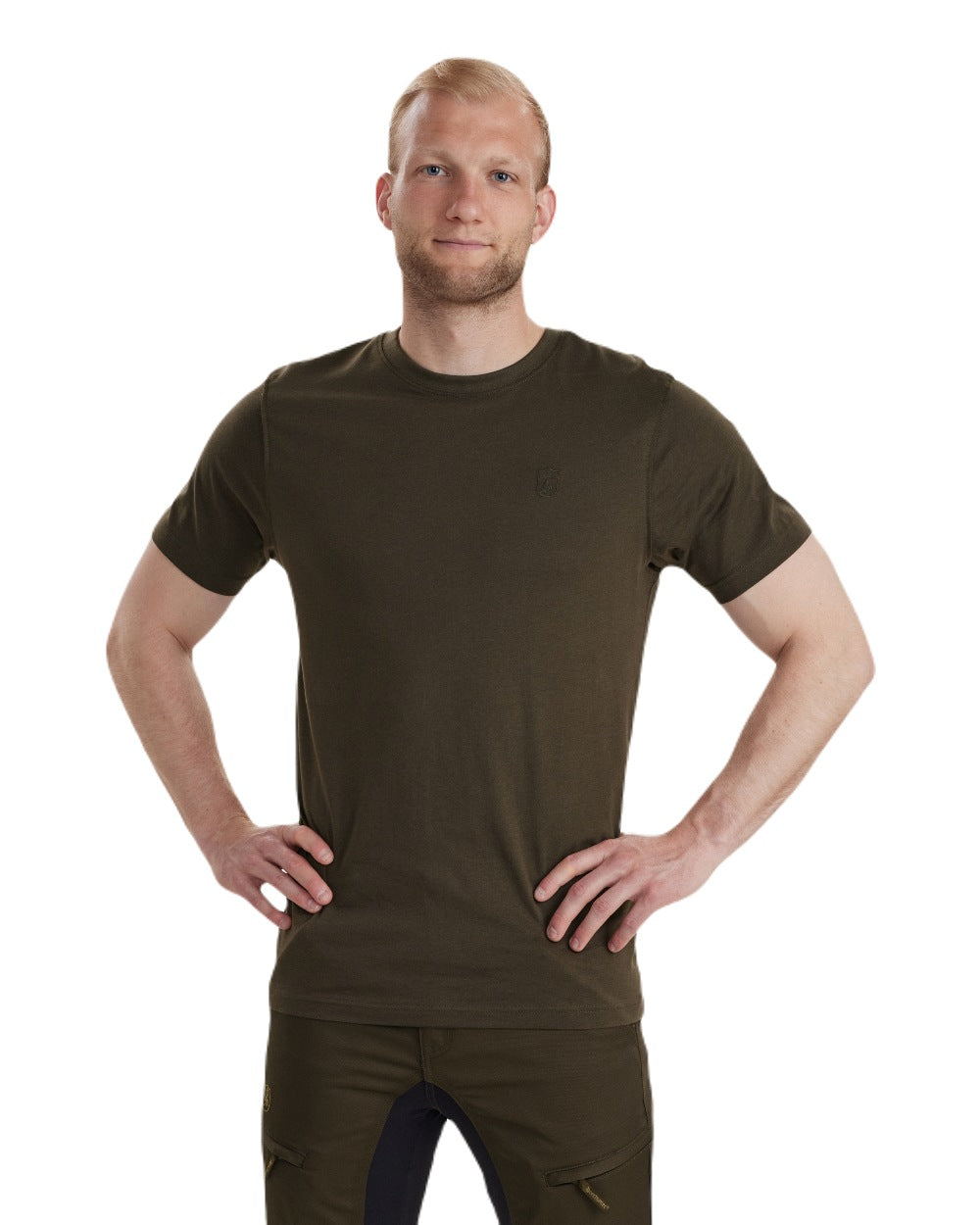 Adventure Green coloured Deerhunter Easton T-Shirt on white background