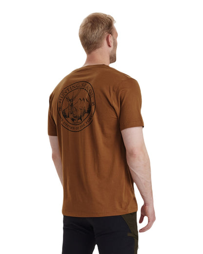 Burnt Orange coloured Deerhunter Easton T-Shirt on white background 