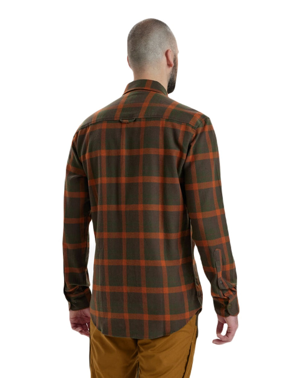 Orange Check coloured Deerhunter Ethan Check Shirt on white background 