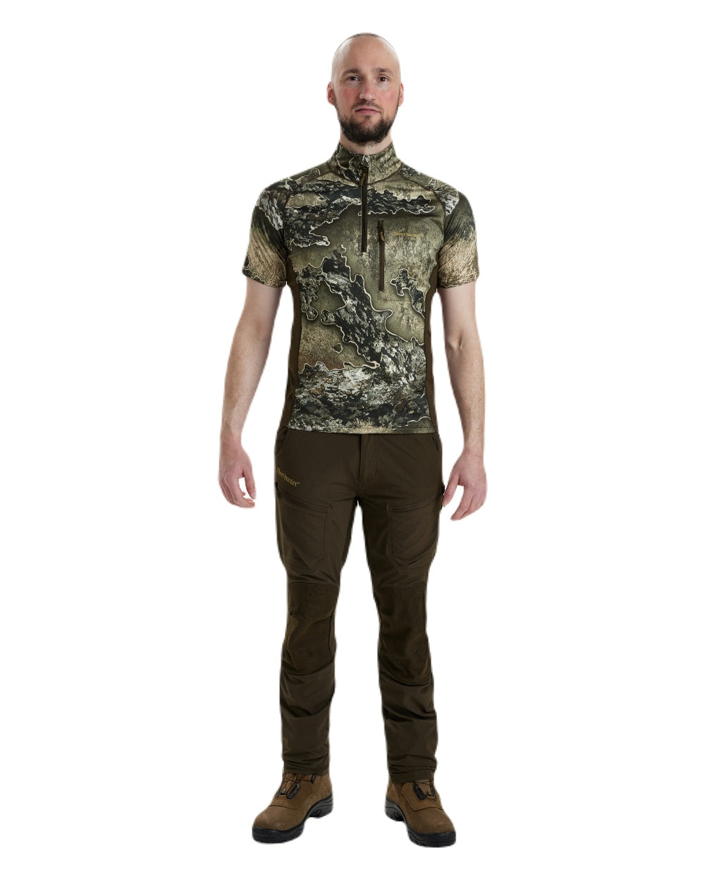 Realtree Excape coloured Deerhunter Excape Insulated T-Shirt with Zip-Neck on white background 