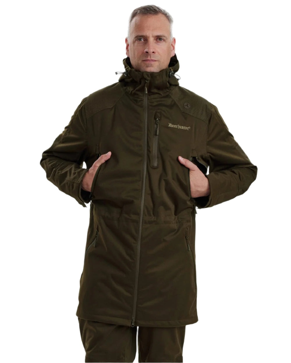 Art Green coloured Deerhunter Excape Waterproof Rain Jacket on white background 