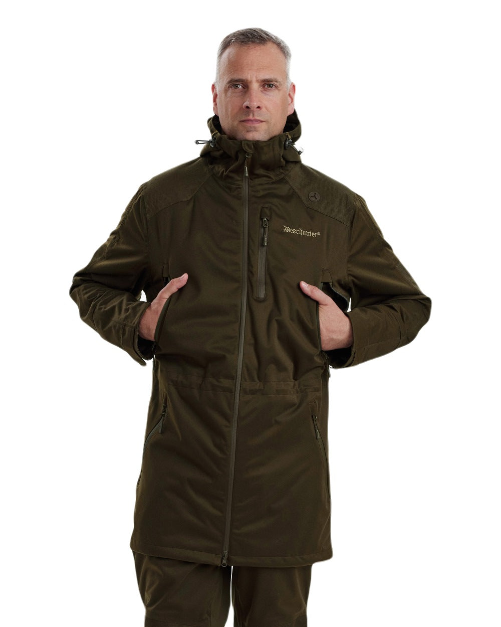 Art Green coloured Deerhunter Excape Waterproof Rain Jacket on white background 